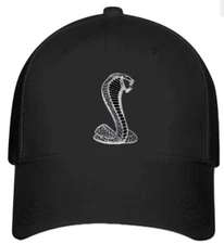 Mustang Cobra Terminator Hat Flexfit Black Baseball Cap Printed Logo Emblem L/XL