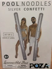 POZA Inflatable Silver Confetti Pool Noodles (Set of 2) Luxurious Pool Float