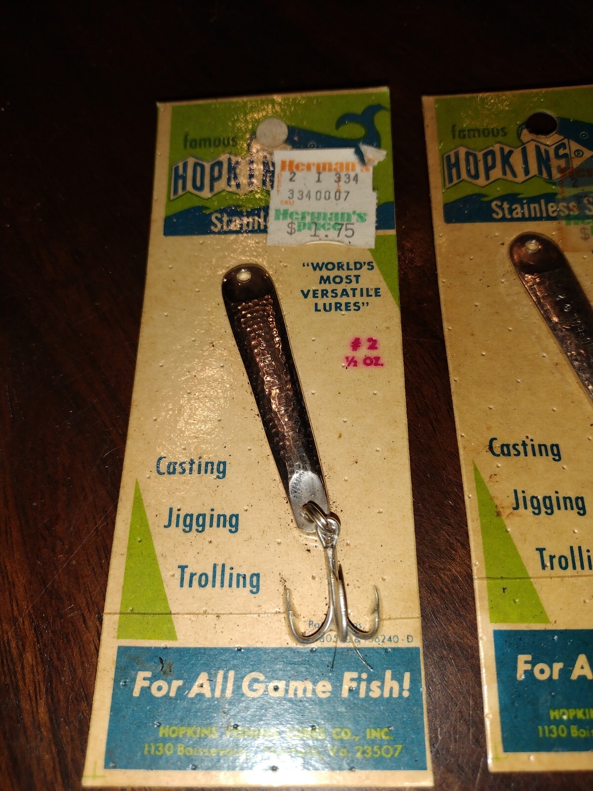 Lot Of 3 Vintage Hopkins Fishing Lures NOS Factory Sealed 2 & 2SB 1