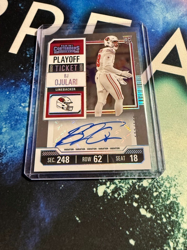 2023 Panini Contenders Football BJ Ojulari Variation Playoff Ticket RC Auto /149