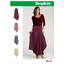 Simplicity R10354 Asymmetrical Skirts in 3 Lengths Sz 16-24 UNCUT Pattern S9016