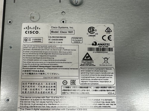 Cisco 1900 Series 1921/K9 V05 2 Port Integrated Services Router - Photo 8/8