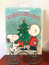 PEANUTS SNOOPY Christmas Paper Gift Bag (Medium) Multi-Color Red Blue Green ~NEW