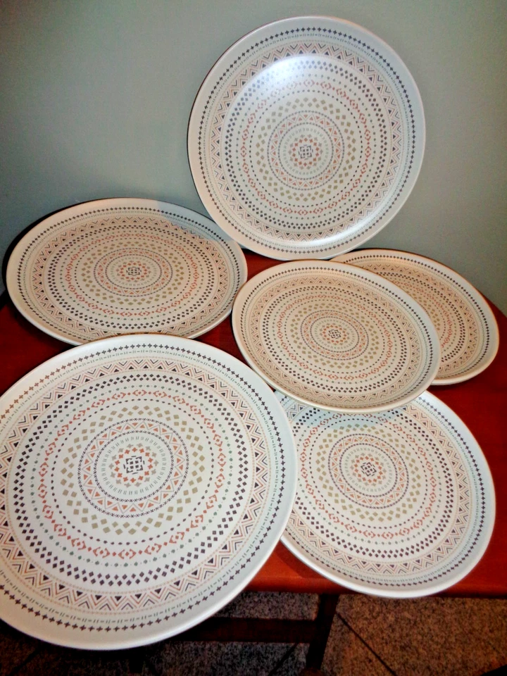 Set of 6 Melamine Mandala Member’s Mark 3 Dinner Plates 10” & 3 Salad Plates 8” - Image 2 of 4