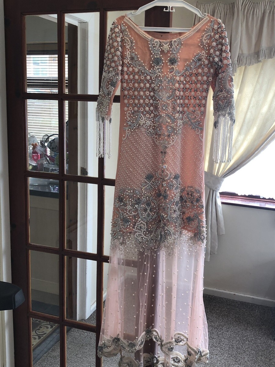 Golu Designer Asian Maxi Peach Dress Uk Size 8 RTP 550 | eBay UK