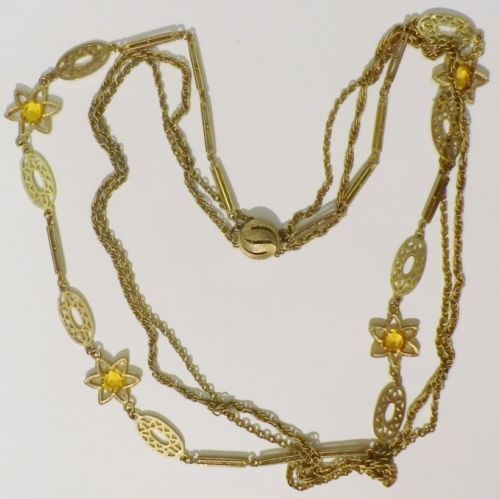 Pendentif Collier Vintage Cristal émail Bleu Et Doré - Bijou Fantaisie Rétro
