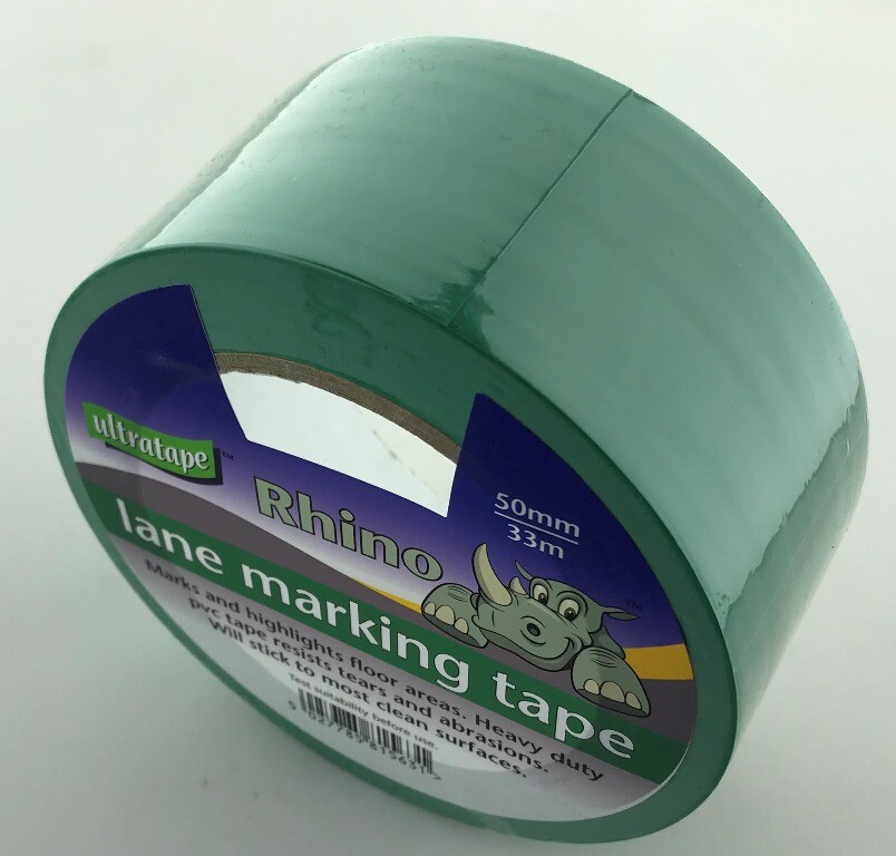 Green Ultratape Rhino 50mm x 33m Heavy Duty PVC Lane Marking Tape Hazard Floor