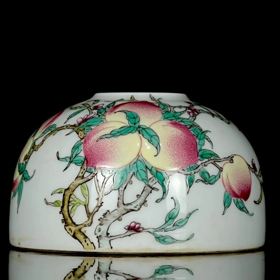 5" Raro China Porcelana Dinastía Qing Yongzheng Pastel Melocotón Grano Pluma Lavado Foto 2 de 4