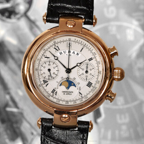 Buran V.M.Poljot 31679 Chronograph Basilika Moon Phase Chronograph Russian Watch