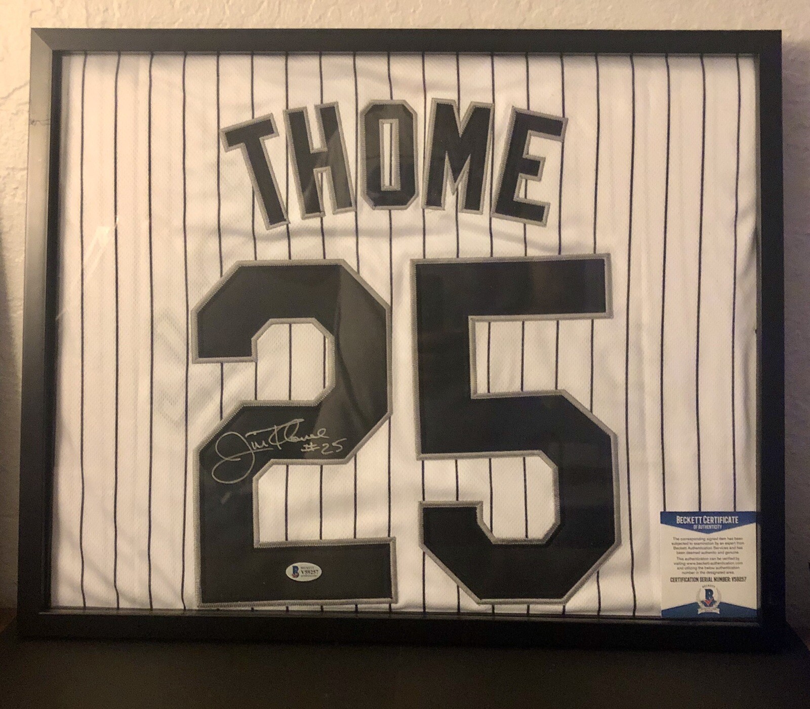Jim Thome Autographed Signed Chicago White Sox HOF Custom Framed Jersey Beckett COA 