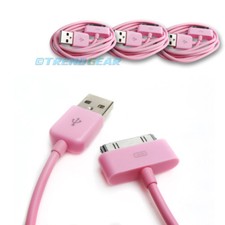 3X 10FT 30-PIN USB SYNC DATA POWER CHARGER PINK CABLE IPHONE IPOD TOUCH IPAD