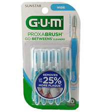 GUM Go-Betweens Floss Cleaners Antibaterial Bristles Wide - 10 Pack