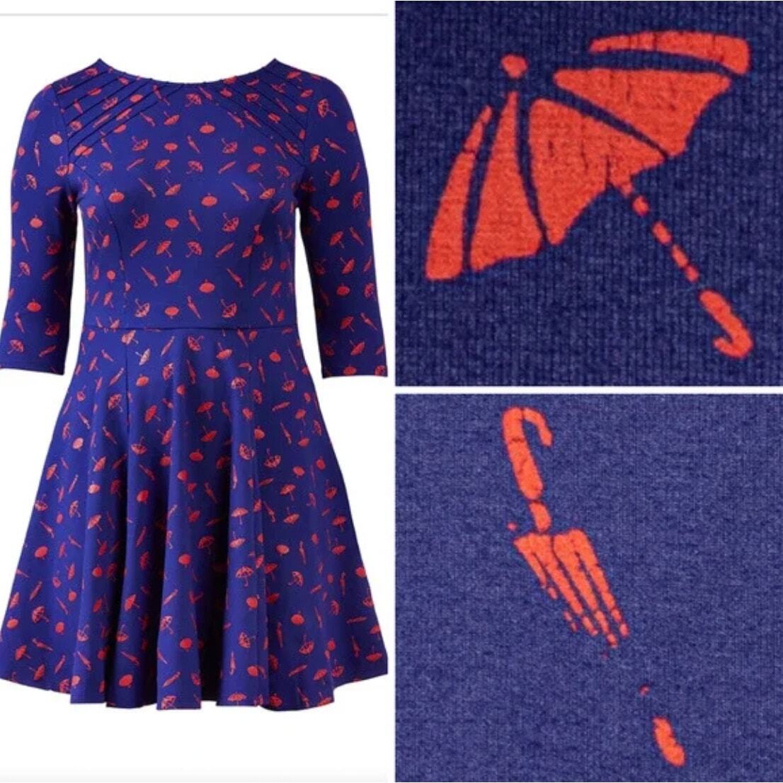 Unique Vintage Navy Umbrella Print Plus Size 5X Dress by Gwynnie Bee