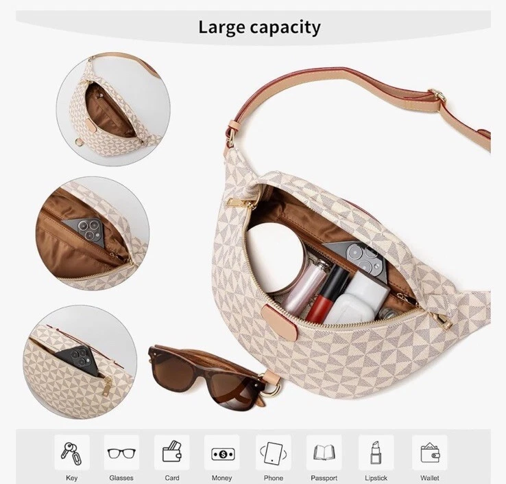 Belt Bag For Women Crossbody for Women Bum Bag Small Leather Chest Waist Chec...