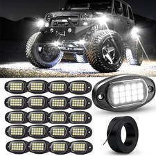 RGB/Pure White LED Rock Lights, 8/12/16/20 Pods Underglow Neon Lights Waterproof