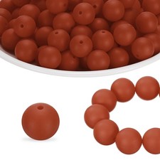 40Pcs Silicone Beads 15mm Silicone Beads Bulk for Pens Loose Round Red Brown