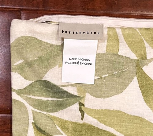 Coppia copricuscini in misto lino avorio fienile ceramica verde foglia tropicale - Foto 3 di 4