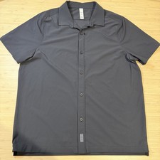 Rhone Men's Commuter Short Sleeve Button Up Shirt Large Black Travel Stretch