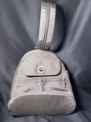 BAGGALLINI Naples convertible nylon padded women's small backpack -Shimmer Taupe
