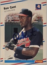 1988 Fleer Ron Gant Auto Card #538 Atlanta Braves Baseball Rookie Signed MLB . rookie card picture