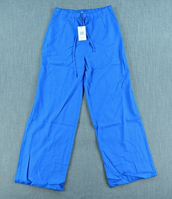 Love Tree Pants Women's L Blue Linen Blend Drawstring Relaxed Fit Wide Leg NWT