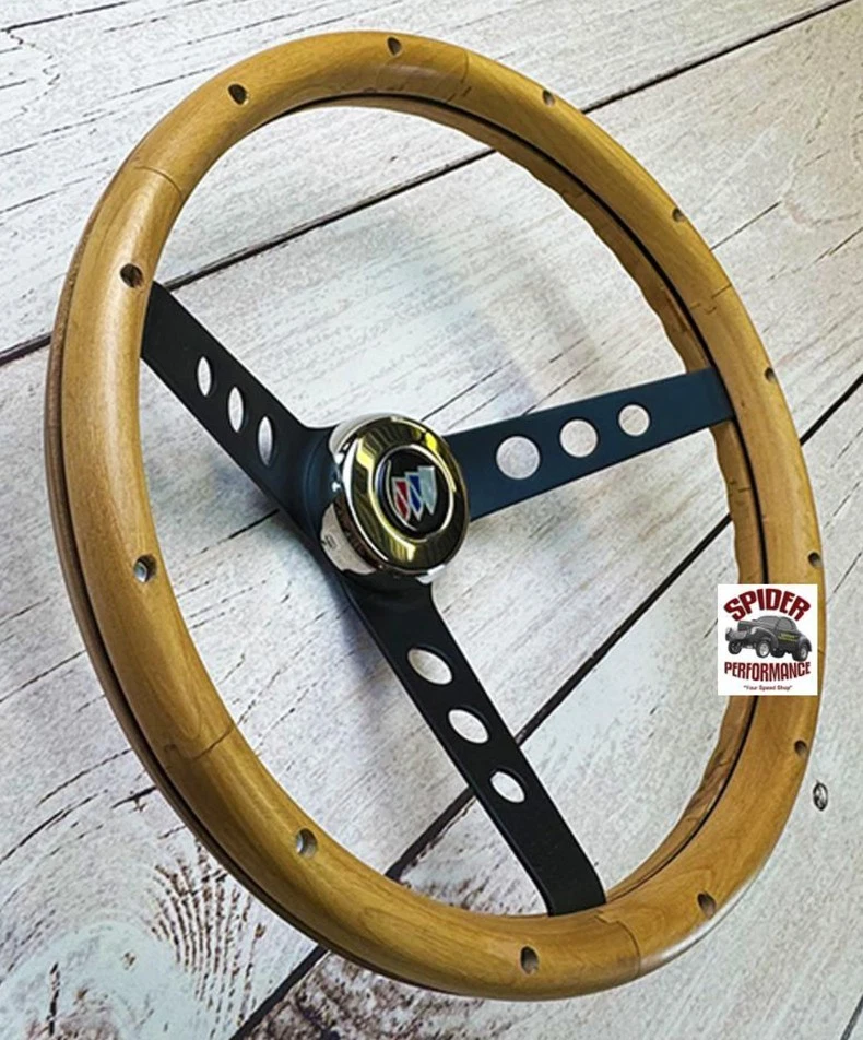 Volante de madera Buick 1967-1968 13 1/2" radios negro nogal Foto 2 de 4