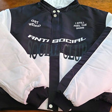 Anti Social Social Club ASSC Motorcycle Puffer Jacket Black White Size M NWT
