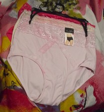 3 PRIMA VALENTINA 871398 PK/LB/CO MICROFIBER LACE TRIM RIBBED BRIEF PANTIES L