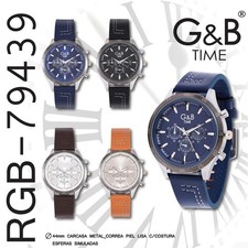 G&B Men's Quartz Watch Leather Strap Analogue Elegant 30m New