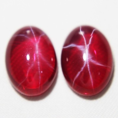 6 Rays Certified Star Ruby Cabochon Pair 28 30 Ct 14x10 mm Natural Loose Gemston