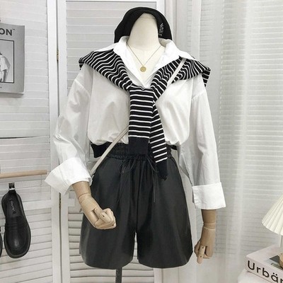 Women Korean Striped Knitted Shawl Autumn Winter All-match Neck Scarf Decoration