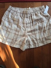 Urban Outfitters BDG Mens Plaid Freddie Volley Shorts Sz L Beige Elevated Basic