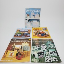 Lot of 4 Leisure Arts Plastic Canvas Pattern Books Cows Home Sweet Home Tissues