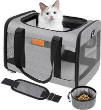 Soft-Sided Cat  Dog Carrier for Pets up to 15 Lbs, Airline Approved Collapsible