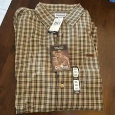 NWT Carhartt Men’s Long Sleeve Button Down Plaid Size 2XL S147 OLV