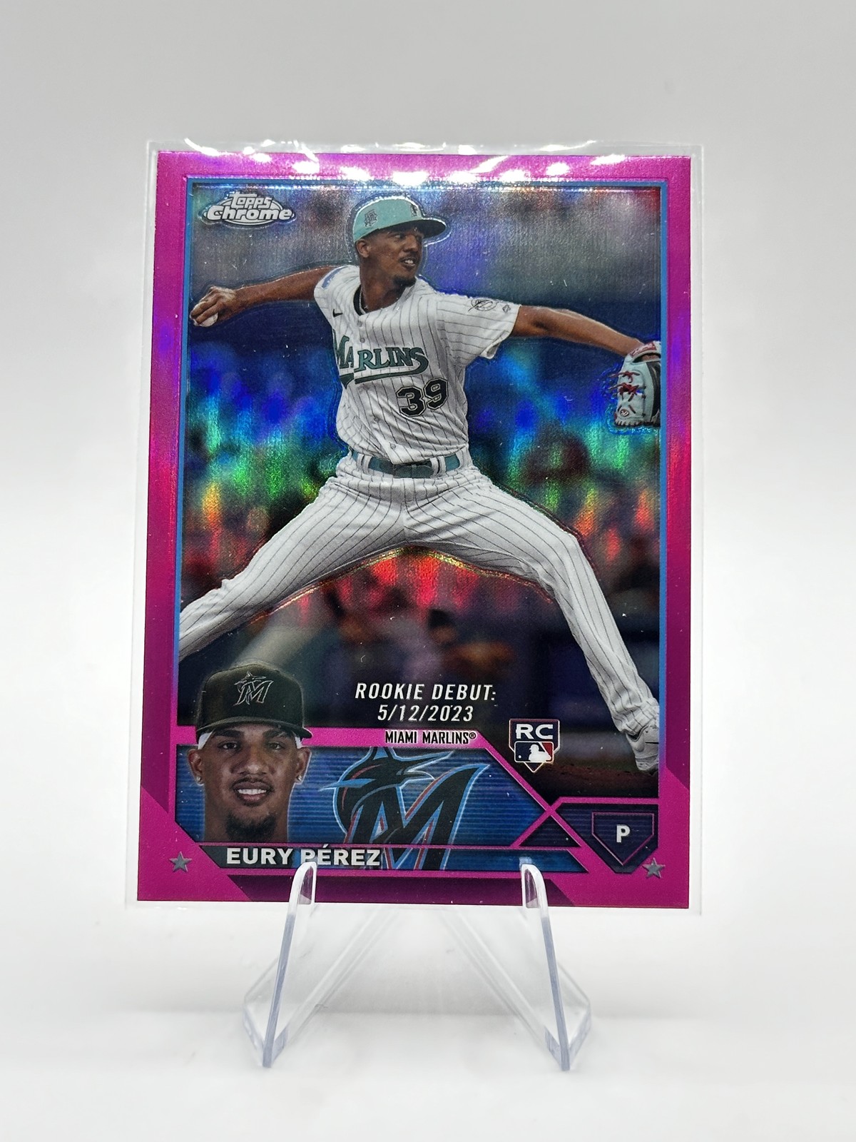 2023 Topps Chrome Update Eury Pérez #USC175 Pink Miami Marlins