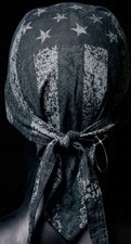 Black American Flag Do Rag Headwrap Biker Motorcycle Head Cover Bandana NWT