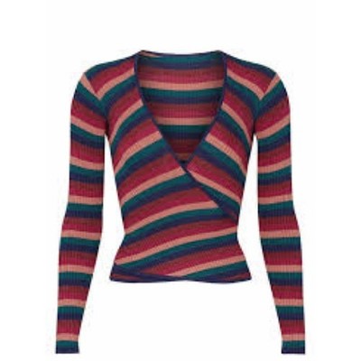 JONTHAN SIMKHAI $295 Stripe Cross Front Top Womens Medium EUC