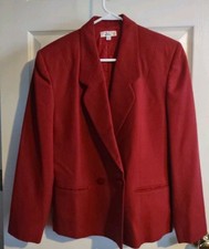 Talbots Red 100% Wool Blazer Acetate Lining/ Shoulder Pads Size 10 Made in USA