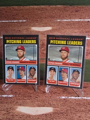2020 Topps Heritage-League Leaders Clayton Kershaw,Strasburg, Max Fried #70 (2x)