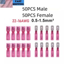 22-16AWG Red Heat Shrink Female Male Crimp Wire Connector Spade Terminals 100PCS