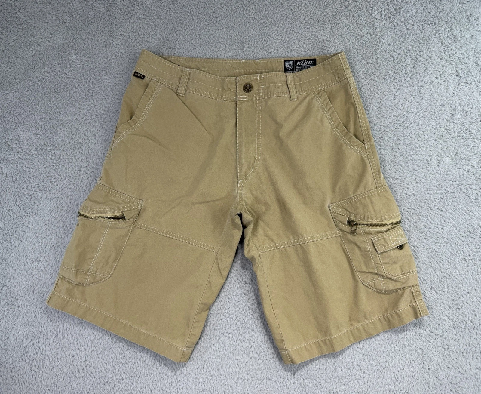 Kuhl Shorts Mens 32(34) Beige Ambush Hiking Cargo Pockets Outdoor