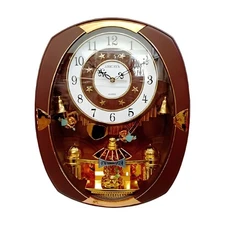 18"H Brown and Golden Color Classic Rotating Pendulum Wall Clock