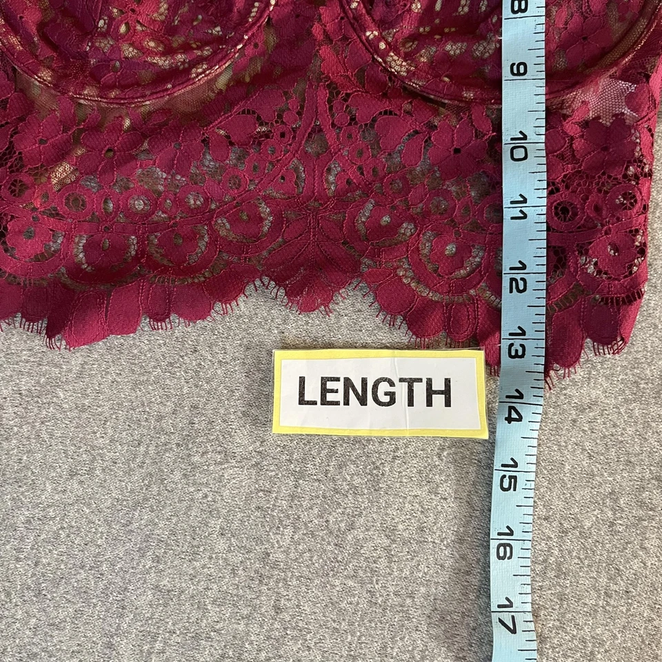 Top bralette bustier de encaje For Love & Lemons para mujer mediano borgoña con aros Foto 4 de 4