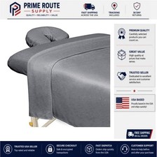 Microfiber Massage Table Sheet Set 3 Piece Cool Grey Elastic Fitted Flat Face