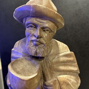 Vintage Hand-Carved Wooden Traveler Wanderer Figurine Folk Art Sculpture