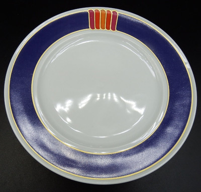 set of 6 VTG Rosenthal Studio Linie 6 7/8'' Salad plates Cobalt w/orange accents