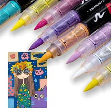 Acrylic Paint Markers, 24 Colors Acrylic Paint Pens with Soft Brush Tip, Auto  C