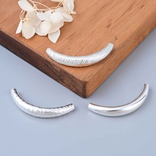 1Pc S925 Pure Silver Smooth Brushed Ivory Curved Tube Diy Jewelry Accessories