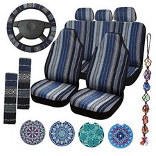 Baja Saddle Blanket Car Seat Covers Full Set Multicolor Stripe Retro Style
